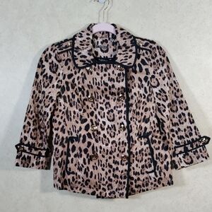 01101 White House Black Market leopard print double breasted jacket 0P